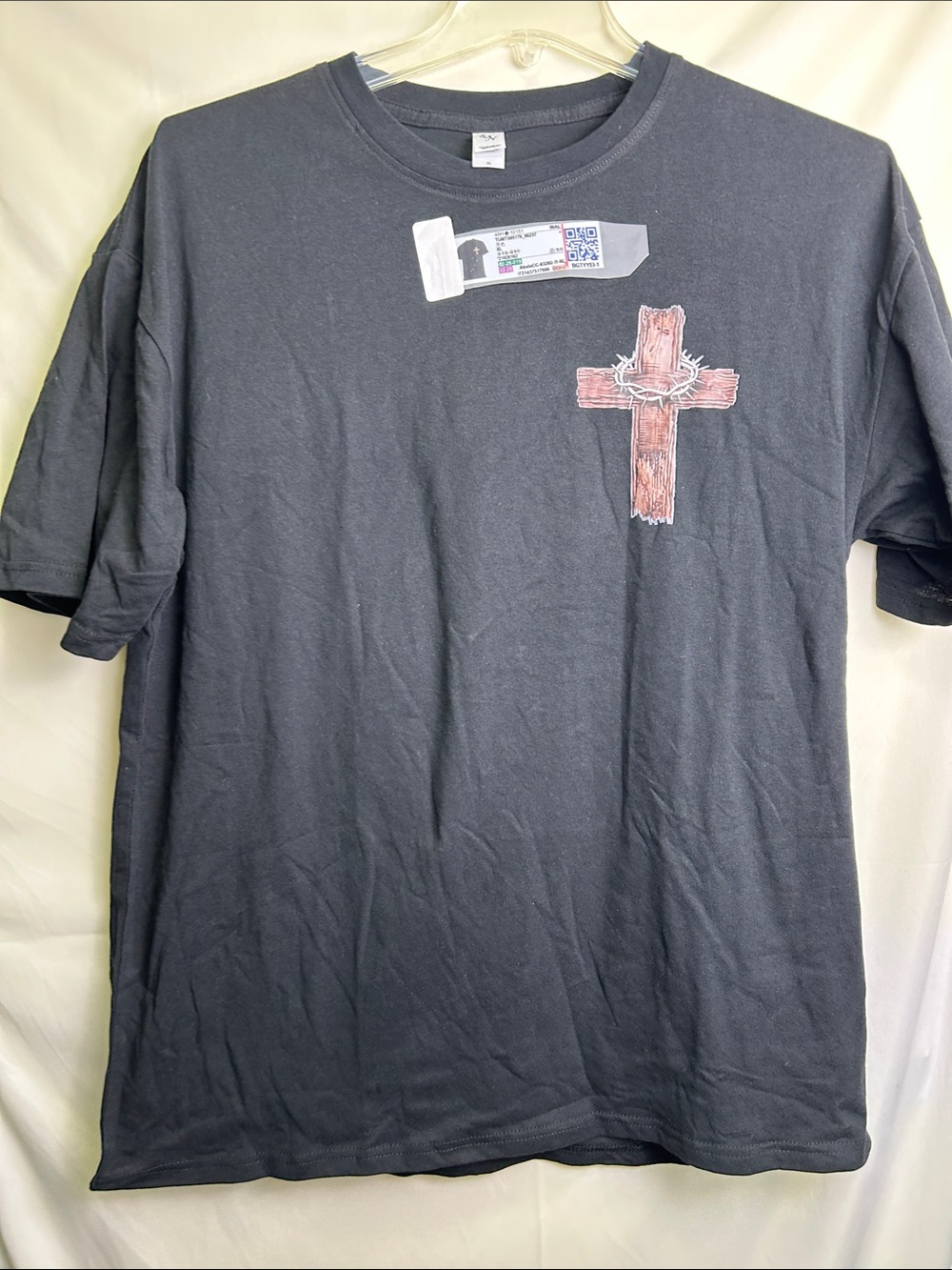 Red Wood Cross Graphic Black Tee